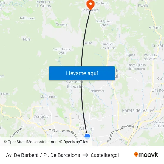 Av. De Barberà / Pl. De Barcelona to Castellterçol map