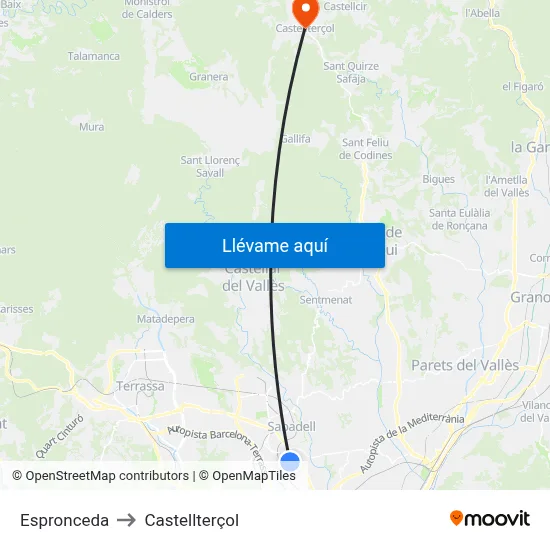 Espronceda to Castellterçol map