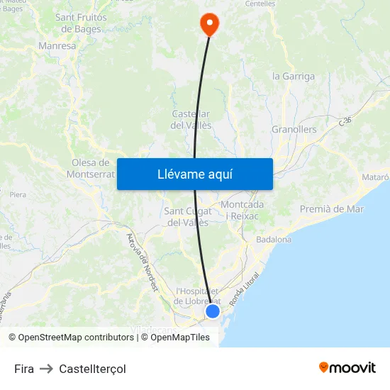 Fira to Castellterçol map