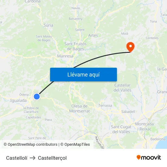 Castellolí to Castellterçol map