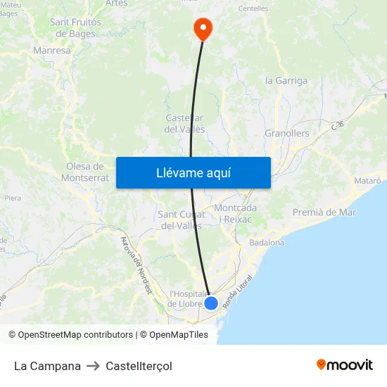La Campana to Castellterçol map
