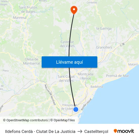 Ildefons Cerdà - Ciutat De La Justícia to Castellterçol map