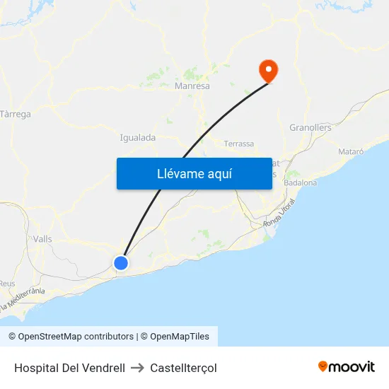 Hospital Del Vendrell to Castellterçol map