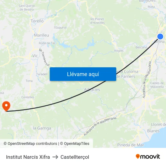 Institut Narcís Xifra to Castellterçol map