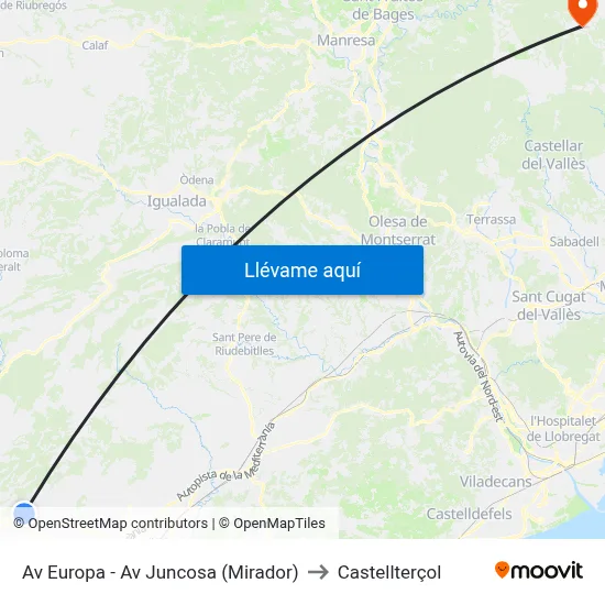 Av Europa - Av Juncosa (Mirador) to Castellterçol map
