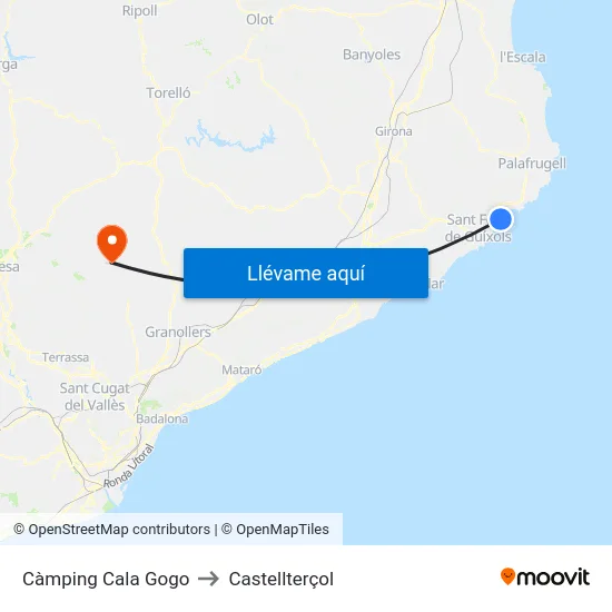 Càmping Cala Gogo to Castellterçol map