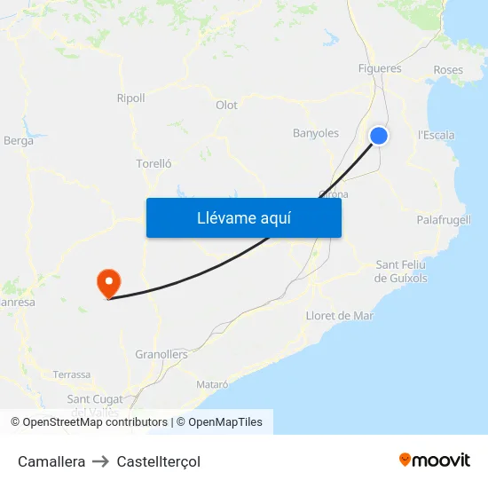 Camallera to Castellterçol map