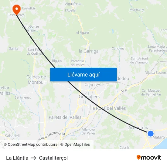 La Llàntia to Castellterçol map
