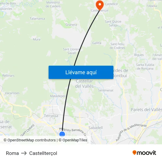 Roma to Castellterçol map