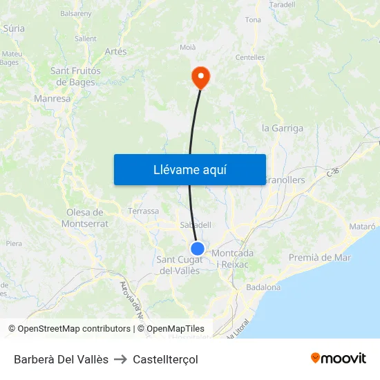 Barberà Del Vallès to Castellterçol map