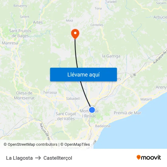 La Llagosta to Castellterçol map