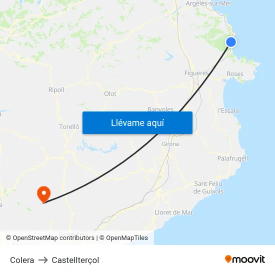 Colera to Castellterçol map