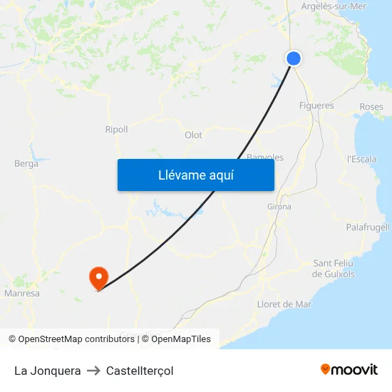 La Jonquera to Castellterçol map