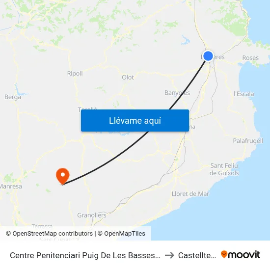 Centre Penitenciari Puig De Les Basses, Figueres to Castellterçol map