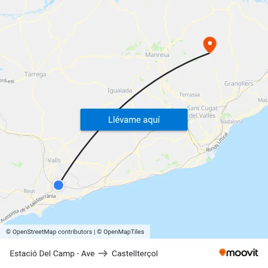 Estació Del Camp - Ave to Castellterçol map