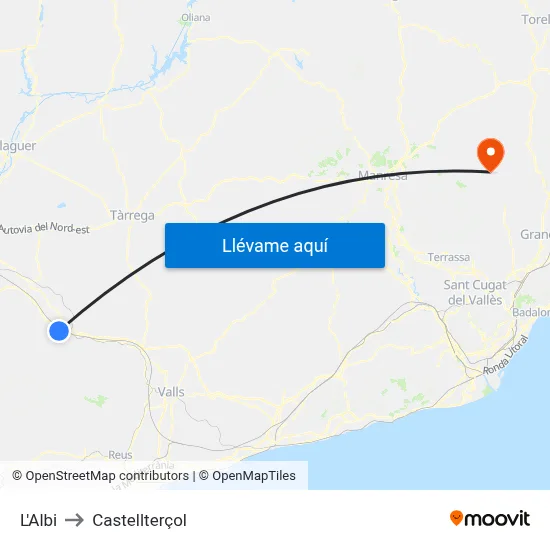 L'Albi to Castellterçol map