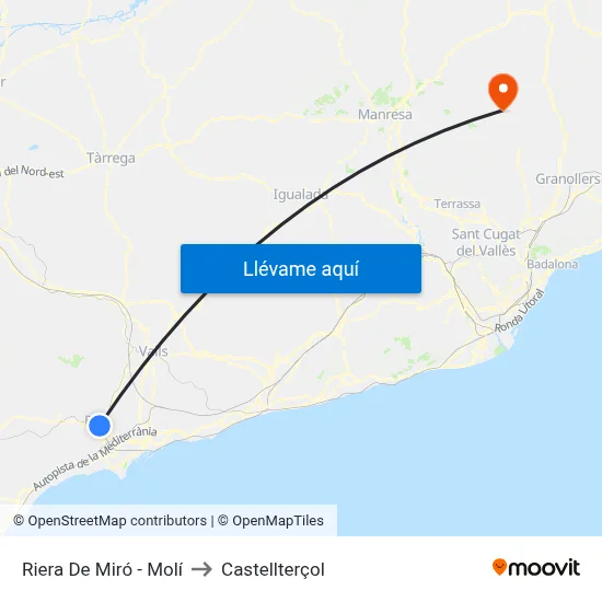 Riera De Miró - Molí to Castellterçol map