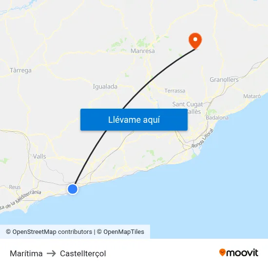 Marítima to Castellterçol map