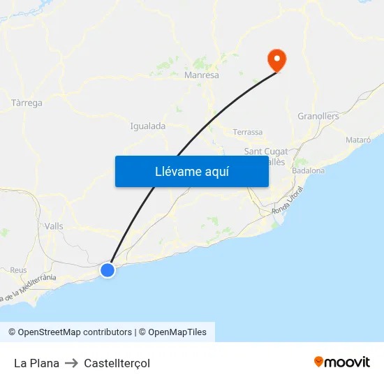 La Plana to Castellterçol map