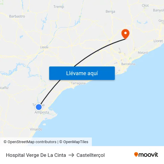 Hospital Verge De La Cinta to Castellterçol map