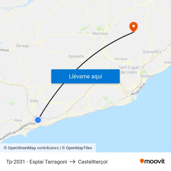 Tp-2031 - Esplai Tarragoní to Castellterçol map
