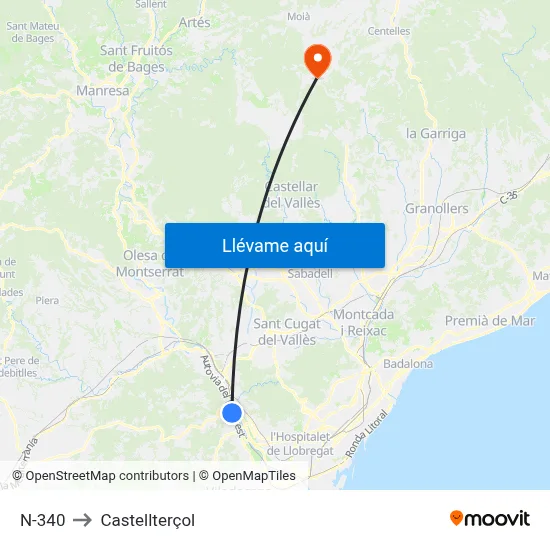 N-340 to Castellterçol map