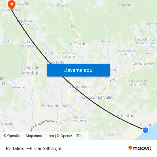 Rodalies to Castellterçol map