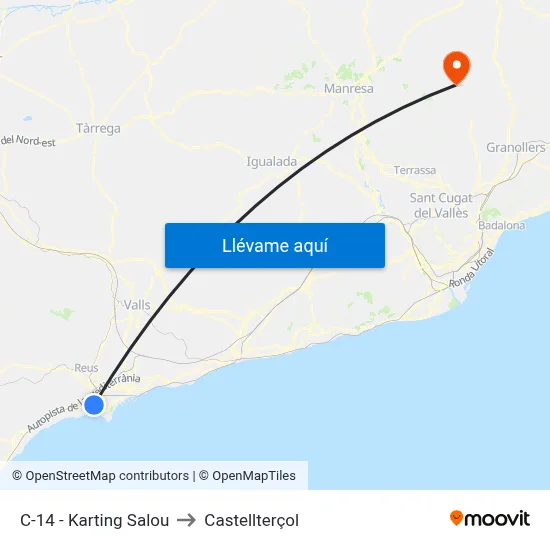 C-14 - Karting Salou to Castellterçol map