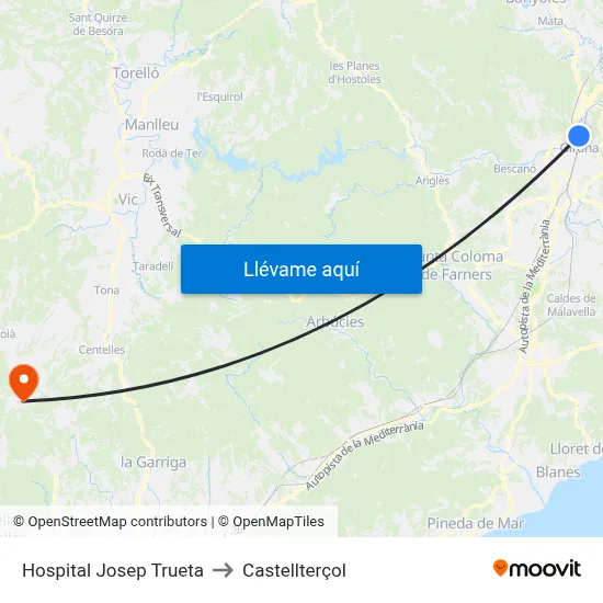 Hospital Josep Trueta to Castellterçol map