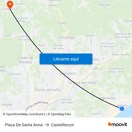 Plaça De Santa Anna to Castellterçol map