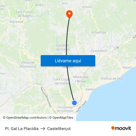 Pl. Gal·La Placídia to Castellterçol map