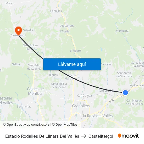 Estació Rodalies De Llinars Del Vallès to Castellterçol map