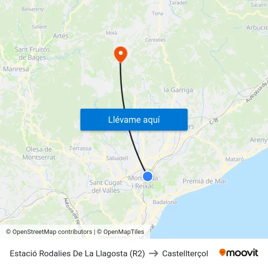 Estació Rodalies De La Llagosta (R2) to Castellterçol map