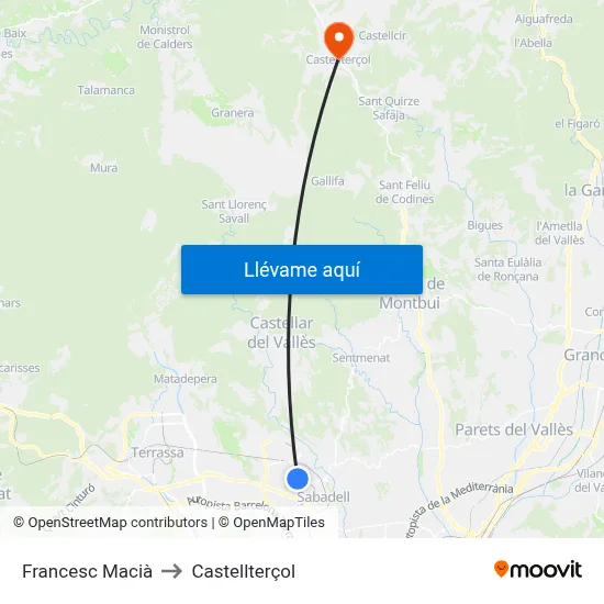 Francesc Macià to Castellterçol map