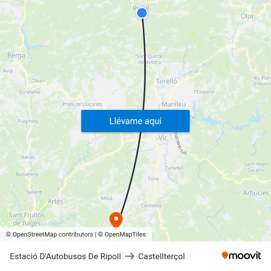Estació D'Autobusos De Ripoll to Castellterçol map