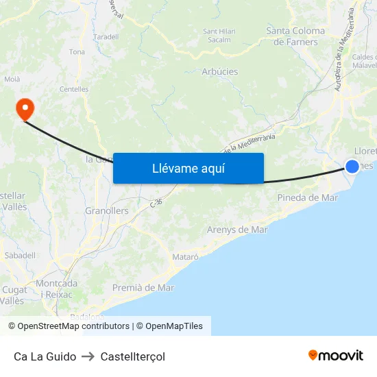 Ca La Guido to Castellterçol map