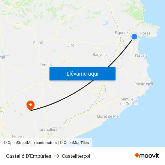 Castelló D'Empúries to Castellterçol map