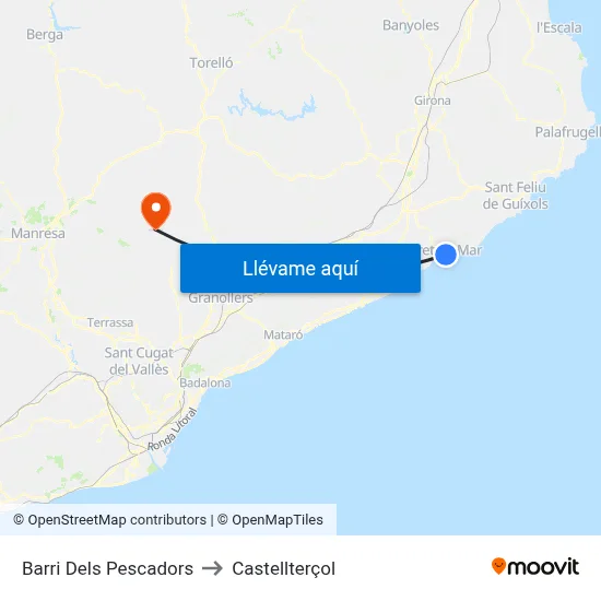 Barri Dels Pescadors to Castellterçol map
