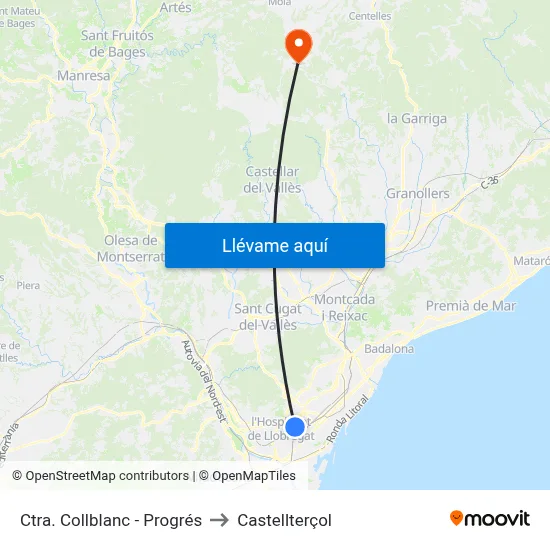 Ctra. Collblanc - Progrés to Castellterçol map