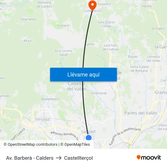 Av. Barberà - Calders to Castellterçol map