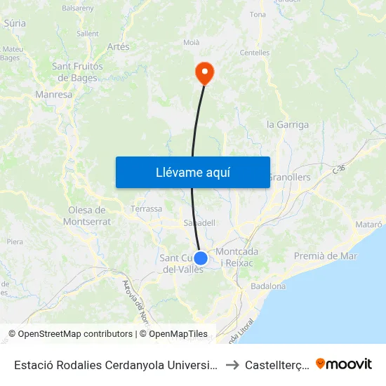 Estació Rodalies Cerdanyola Universitat to Castellterçol map