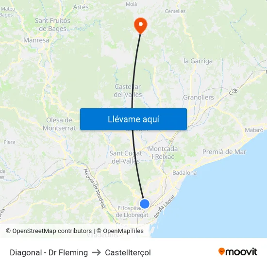 Diagonal - Dr Fleming to Castellterçol map