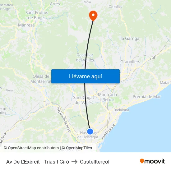 Av De L'Exèrcit - Trias I Giró to Castellterçol map