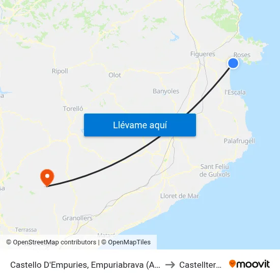 Castello D'Empuries, Empuriabrava (Arcs) to Castellterçol map