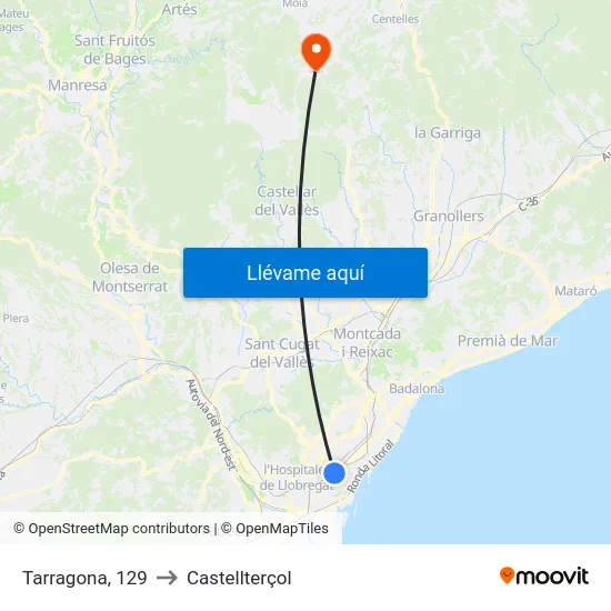 Tarragona, 129 to Castellterçol map