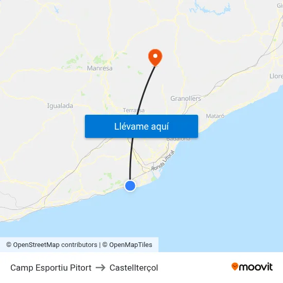 Camp Esportiu Pitort to Castellterçol map