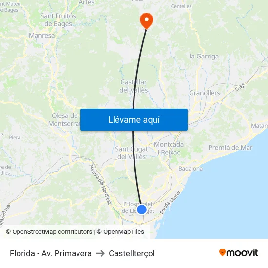 Florida - Av. Primavera to Castellterçol map