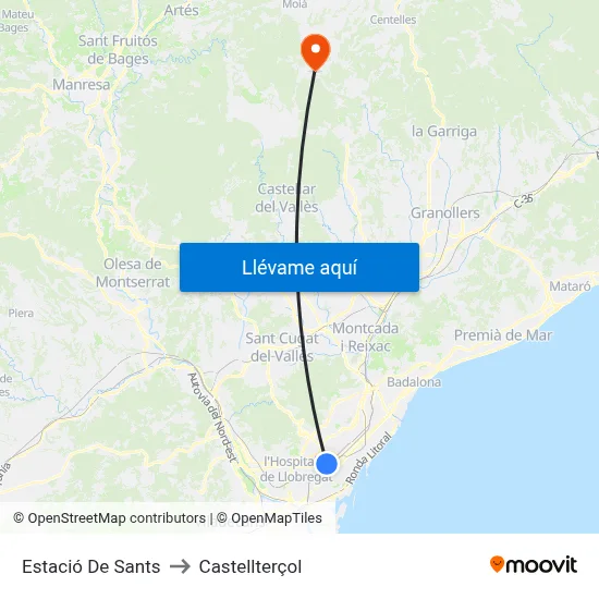 Estació De Sants to Castellterçol map