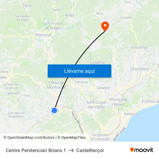 Centre Penitenciari Brians 1 to Castellterçol map