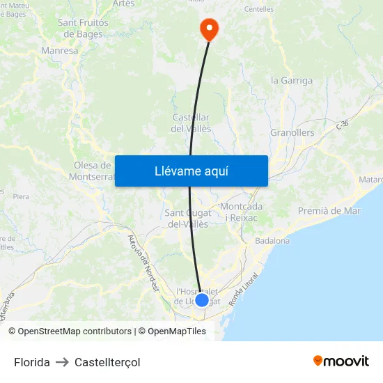 Florida to Castellterçol map